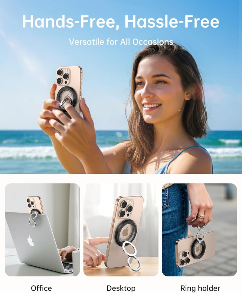 Syncwire Magnetic Phone Ring Holder for MagSafe [2 Pack], 360° Rotation Dual Sided Magnet Grip Cell Phone Ring Stand Finger Kickstand Compatible with iPhone 17 16 15 14 13 12 Pro Max fits MagSafe - Image 5